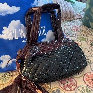 MZ Wallace lacquer colorblock port and black original medium Sutton